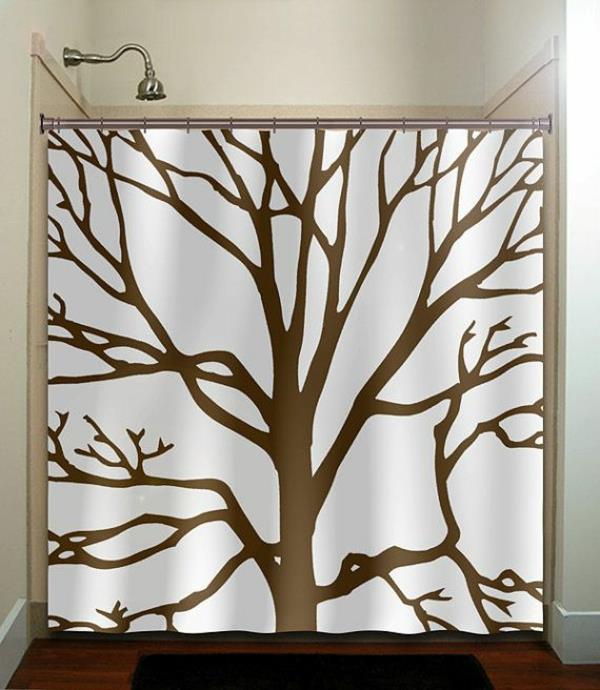 ιδέες μπάνιου κουρτίνες μπάνιου ντους κουρτίνα μοτίβο δέντρου