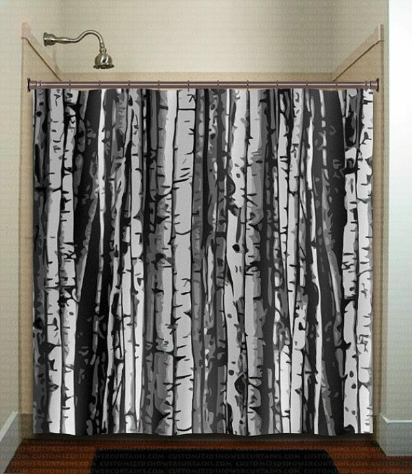 μπάνιο κουρτίνες ντους κουρτίνα δάσος μοτίβα
