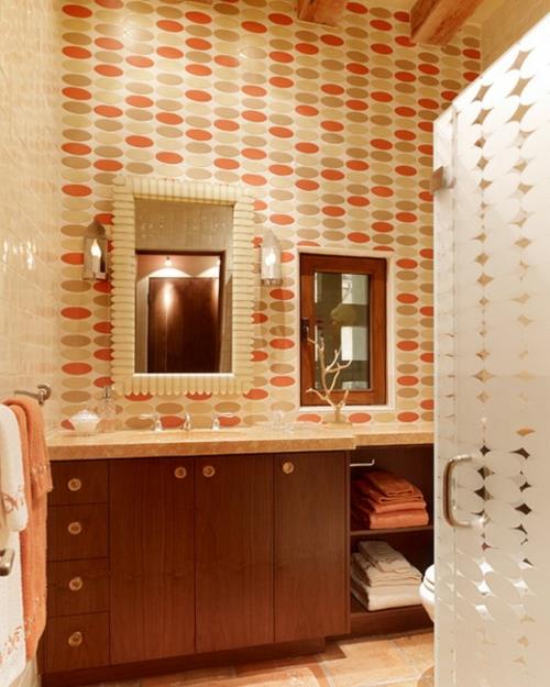 εσωτερικούς χώρους μπάνιου ταπετσαρία ξύλινη ιδέα τραπεζιού τουαλέτας