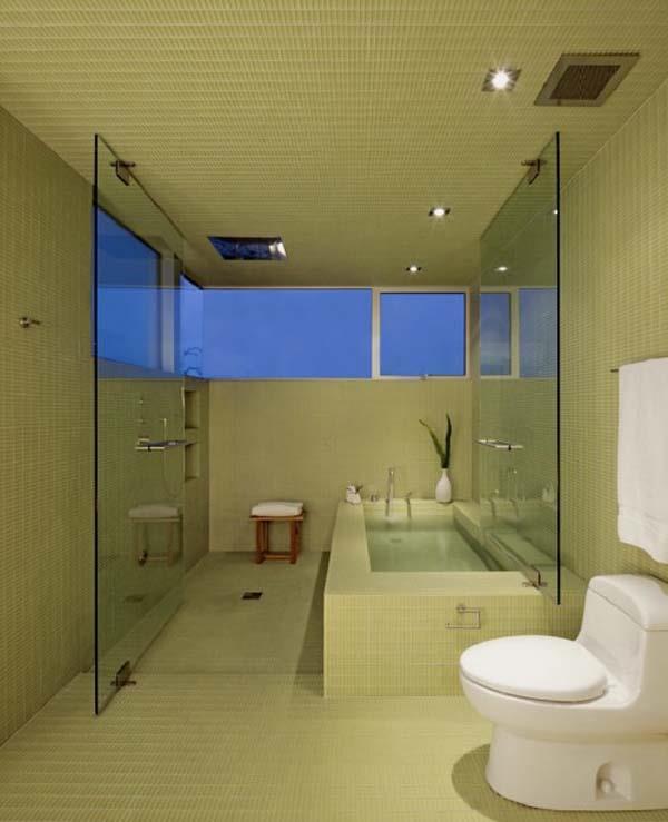κομψές ιδέες εσωτερικού σχεδιασμού μπάνιου πράσινα πλακάκια μπανιέρας