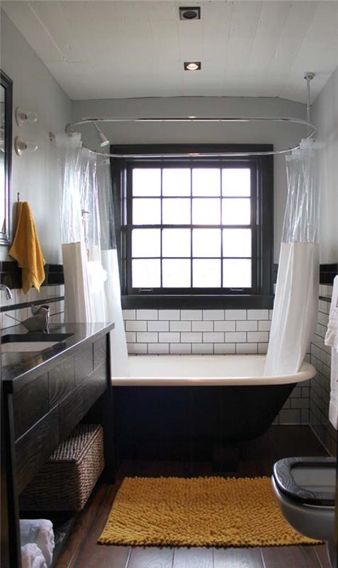 κουρτίνες μπανιέρας ιδέα παράθυρο εσωτερική διακόσμηση στο μπάνιο δροσερή ατμόσφαιρα