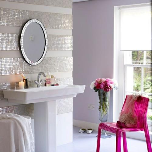 έπιπλα μπάνιου γυναικείο νεροχύτη καρέκλα ροζ καθρέφτη