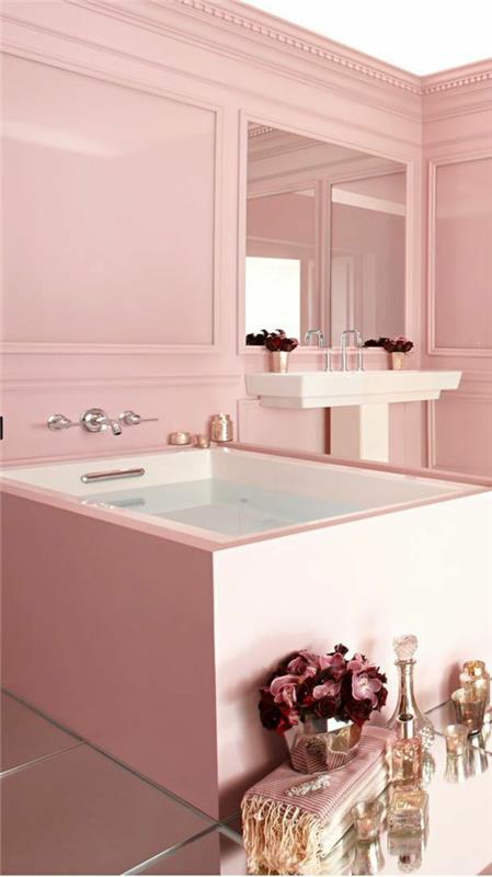 μπάνιο ροζ σχέδιο παστέλ αποχρώσεις
