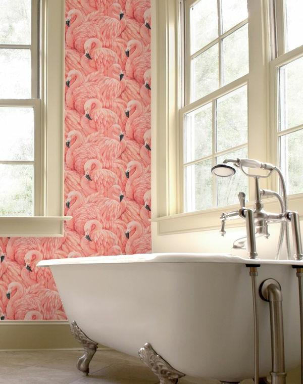 μπάνιο όμορφη προφορά τοίχου μπανιέρα φλαμίνγκο