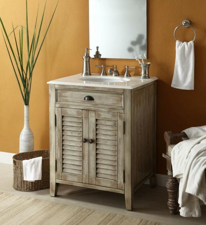 μπάνιο shabby chic στυλ υφαντό καλάθι υφασμάτινη ξύλινη κομψή ματαιοδοξία
