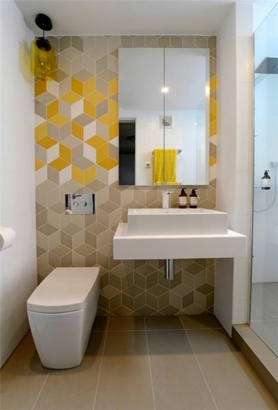 ιδέες σχεδιασμού μπάνιου πλακάκια μπάνιου πλακάκια τοίχου ζεστά χρώματα κίτρινο