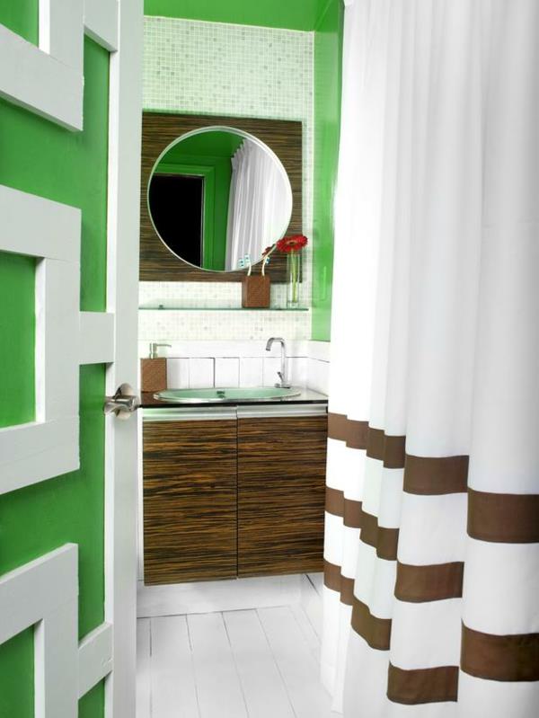 σχέδιο μπάνιου με χρώμα πράσινο λευκό καφέ