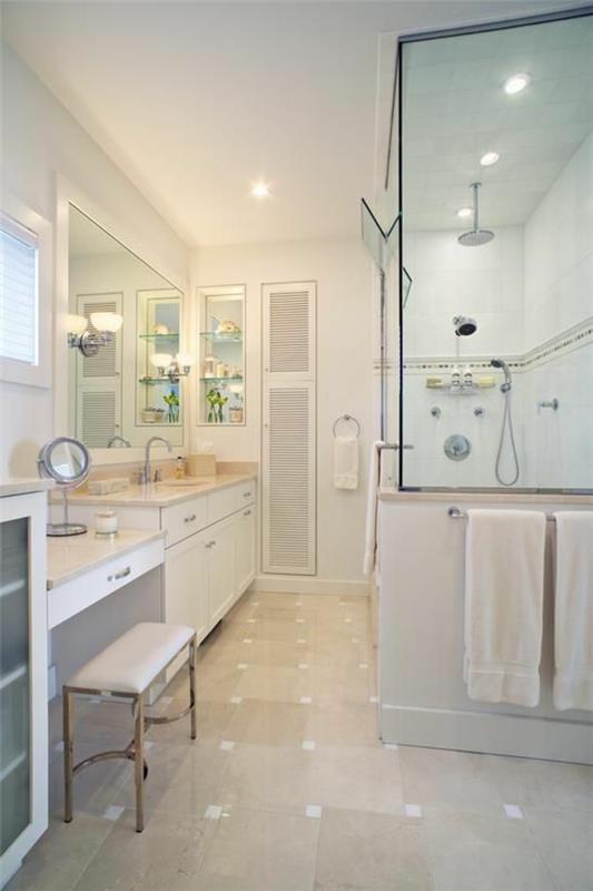 ιδέες σχεδιασμού μπάνιου λευκή καμπίνα ντους μπάνιου
