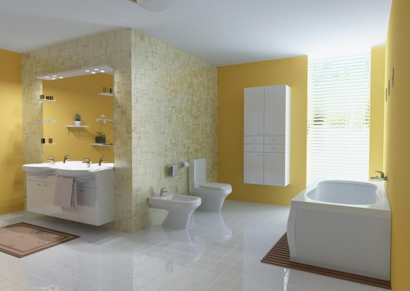 σχεδιασμός μπάνιου μοντέρνες ιδέες σχεδιασμού μπάνιου χρώμα τοίχου κίτρινο