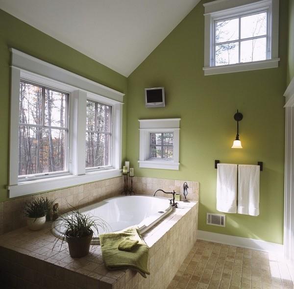 σχεδιασμός μπάνιου δύο υπέροχους πράσινους τοίχους