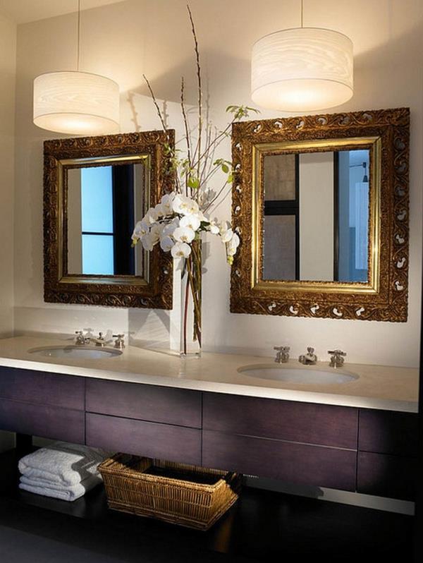 λαμπτήρες μπάνιου ματαιοδοξία μοβ διπλά καθρέφτη κρεμαστά φώτα