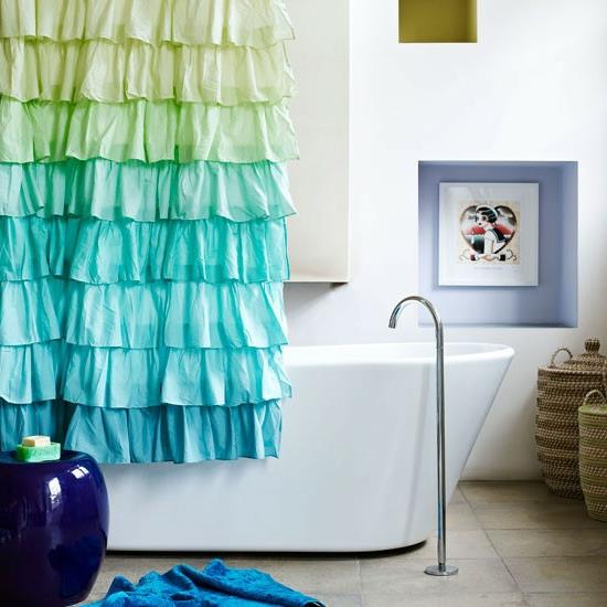 κουρτίνα μπάνιου δροσερό πράσινο μπλε χρώματα μπάνιο
