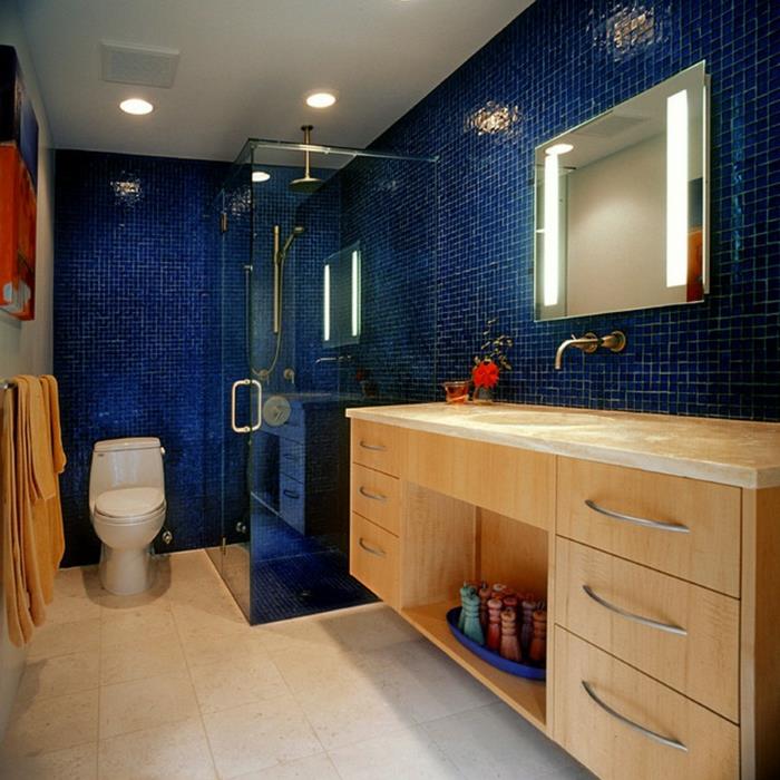 πλακάκια μπάνιου μπλε ψηφιδωτά πλακάκια δαπέδου πλακάκια τοίχου καθρέφτης