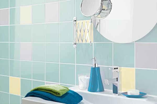 πλακάκια μπάνιου πλακάκια χρώματα πλακάκια τοίχου μπλε κίτρινο