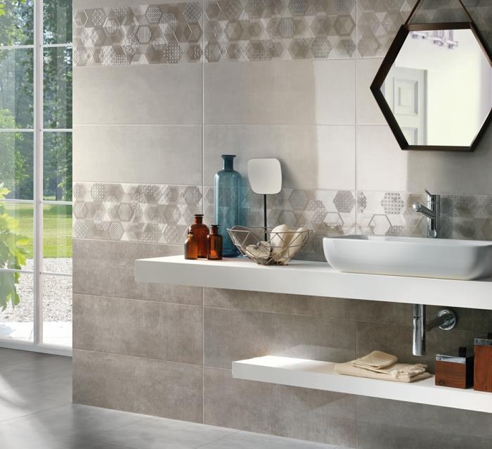 πλακάκια μπάνιου ιδέες τοίχοι καθρέφτες σχεδιασμός τοίχου μπάνιο