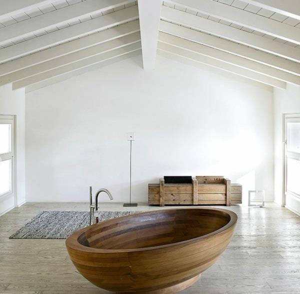 σχεδιασμός μπάνιου λευκός τοίχος σχεδιασμός μικρού μπάνιου ξύλινη μπανιέρα