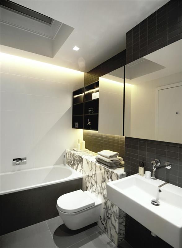 ιδέες μπάνιου μικρά πλακάκια μπάνιου ντουλάπια μπάνιου φώτα μπάνιου