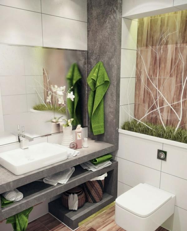 ιδέες μπάνιου μικρές πετσέτες πράσινου τόνου μπάνιου