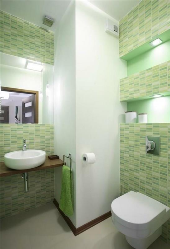 ιδέες μπάνιου μικρό μπάνιο πράσινο nunacen πλακάκια μπάνιου