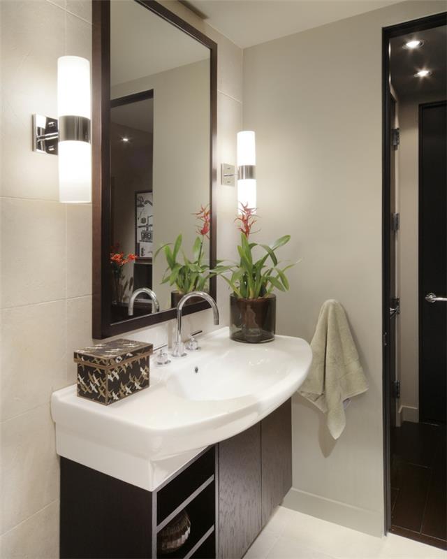 ιδέες μπάνιου φυτά ιδέες διακόσμησης μπάνια πλακάκια μπάνιου φώτα τοίχου
