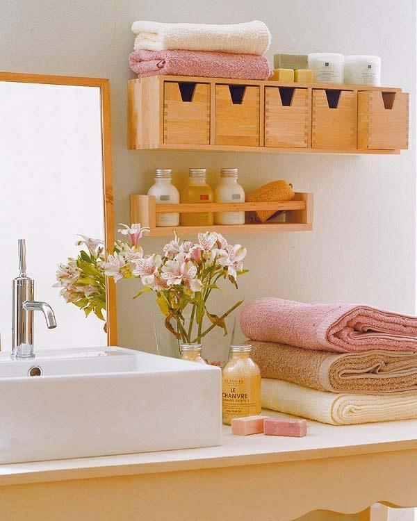 ιδέες ντεκό κουτιά τοίχου ikea πετσέτες καθρέφτης μπάνιου