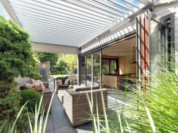 μπαλκόνι κήπου ιδέες προστασίας από τον ήλιο τέντες φορτίο κήπου
