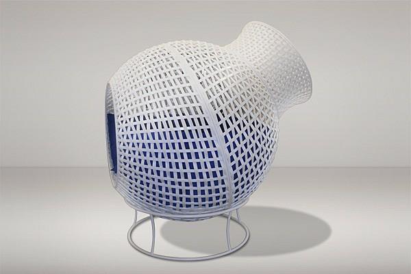 ιδέες για ξαπλώστρες μπαλκόνι λευκό στρογγυλό πλαστικό μπλε έκδοση