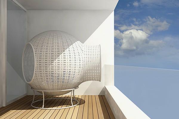 ιδέες για ξαπλώστρες μπαλκόνι λευκό στρογγυλό τρισδιάστατο πρωτότυπο μπαλκόνι χαλαρώστε ιδέες για ξαπλώστρες