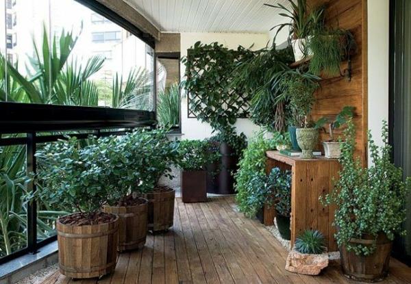 φυτά μπαλκονιού σχεδιασμός κήπου ξύλινο δοχείο