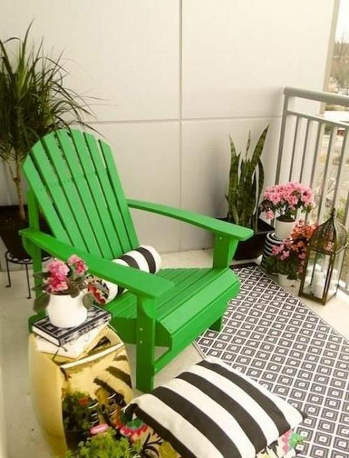 σχεδιασμός μπαλκόνι κατοικήσιμη ιδέα σχεδιασμού ζεστή πράσινη καρέκλα κήπου