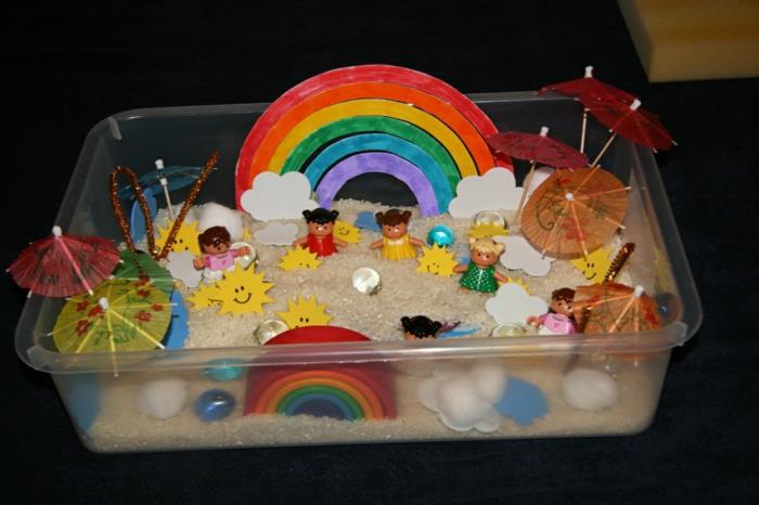 Χειροτεχνία με παιδιά χειροτεχνίες ιδέες diy ιδέες παιδικά παιχνίδια κουμπί νερό κουτί ξαναγέμισμα ουράνιο τόξο