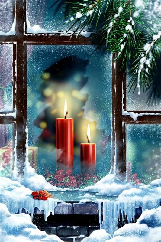 Ιδέες χειροτεχνίας για παράθυρα Χριστουγεννιάτικα διακοσμητικά κεριά κόκκινα