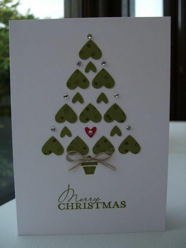 ιδέες χειροτεχνίας για χριστουγεννιάτικες κάρτες χριστουγεννιάτικες καρδιές χριστουγεννιάτικο δέντρο