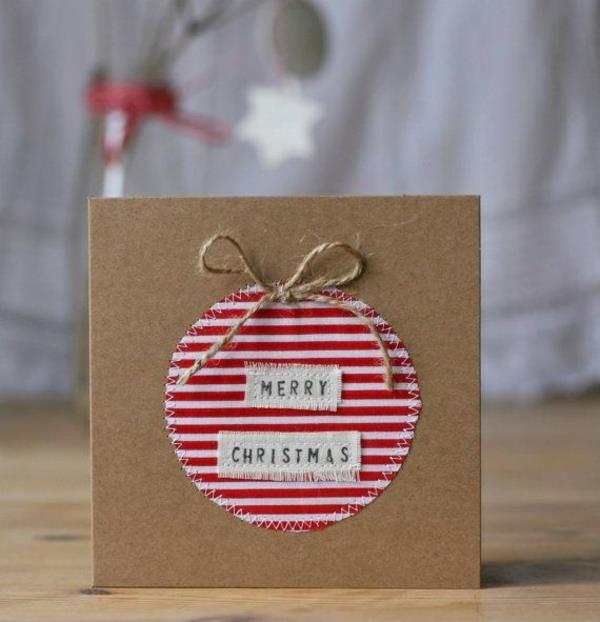 ιδέες χειροτεχνίας για χριστουγεννιάτικες χριστουγεννιάτικες κάρτες με χαρτί και ύφασμα