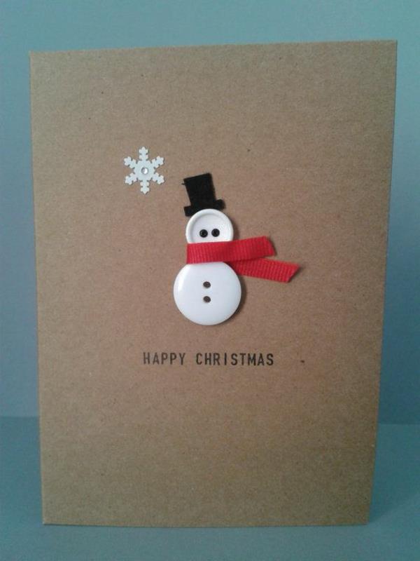 tinker ιδέες για Χριστούγεννα tinker χριστουγεννιάτικες κάρτες χιονάνθρωπος από κουμπιά