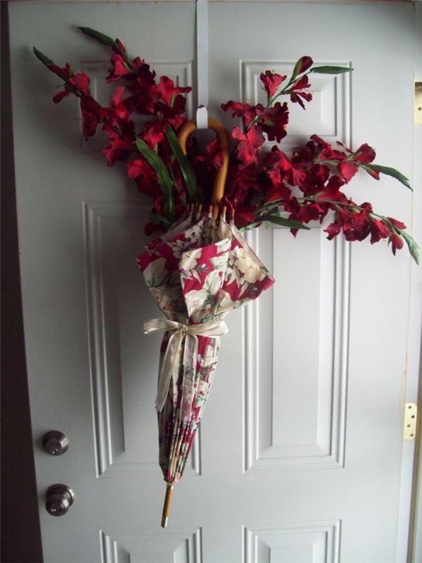 Ιδέες χειροτεχνίας ιδέες άνοιξη διακόσμηση λουλούδια ομπρέλα πόρτας εισόδου