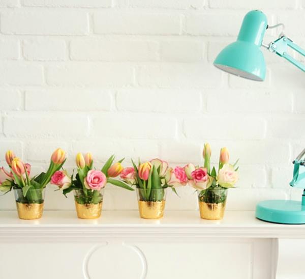 Ιδέες χειροτεχνίας ανοιξιάτικα επιτραπέζια φωτιστικά λουλούδια