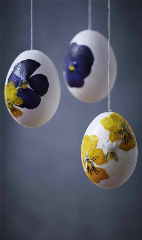 ιδέες χειροτεχνίας Πάσχα όμορφα κρεμαστά πασχαλινά αυγά λουλούδια