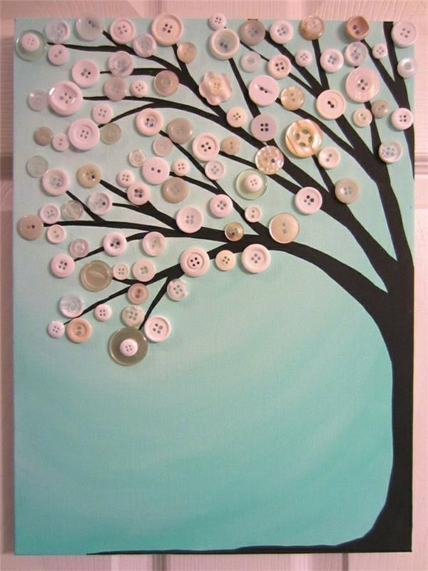tinker με κουμπιά diy ιδέες διακόσμησης ιδέες καθρέφτης δέντρο2