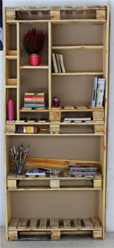 χτίστε με παλέτες φτιάξτε το δικό σας ξύλινο ράφι βιβλίων
