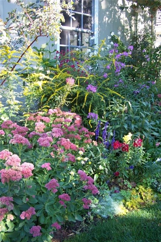 αγροτικός κήπος όμορφες ιδέες με χρωματιστά λουλούδια