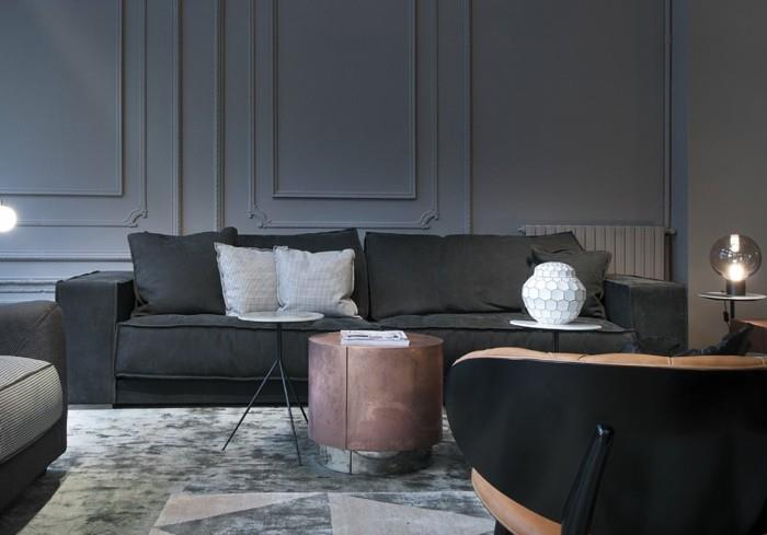 καναπές baxter ιταλικός καναπές Βουδαπέστη μαλακό divano σκούρο γκρι έπιπλα σαλονιού στρογγυλό τραπεζάκι σαλονιού
