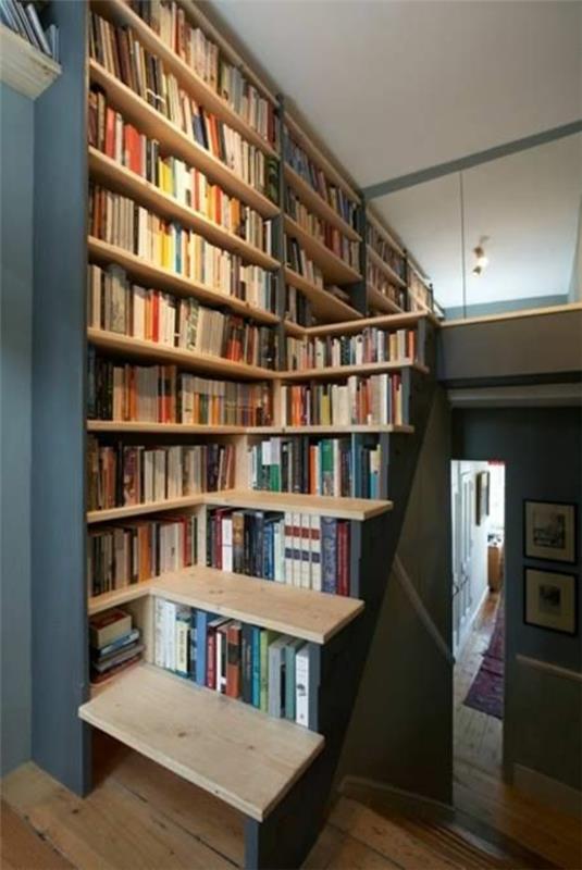 βιβλιοθήκη τοίχου σχεδιασμός βιβλίων σκάλες