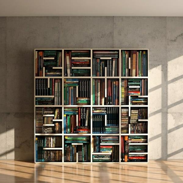βιβλιοθήκη τετράγωνο σχήμα σχεδιασμός βιβλίων