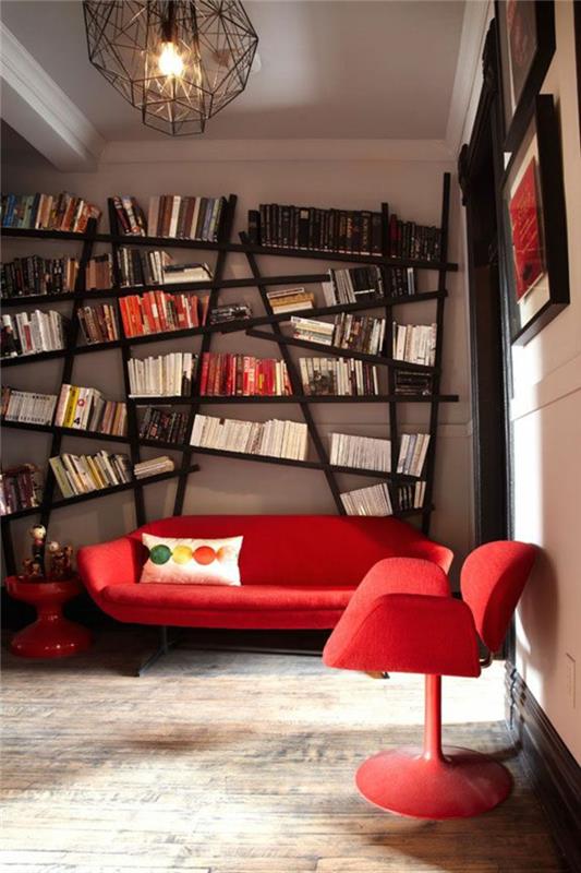 ράφια σχεδιασμού σαλόνι κόκκινα έπιπλα