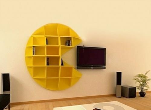 βιβλιοθήκες κίτρινο ράφι Pacman