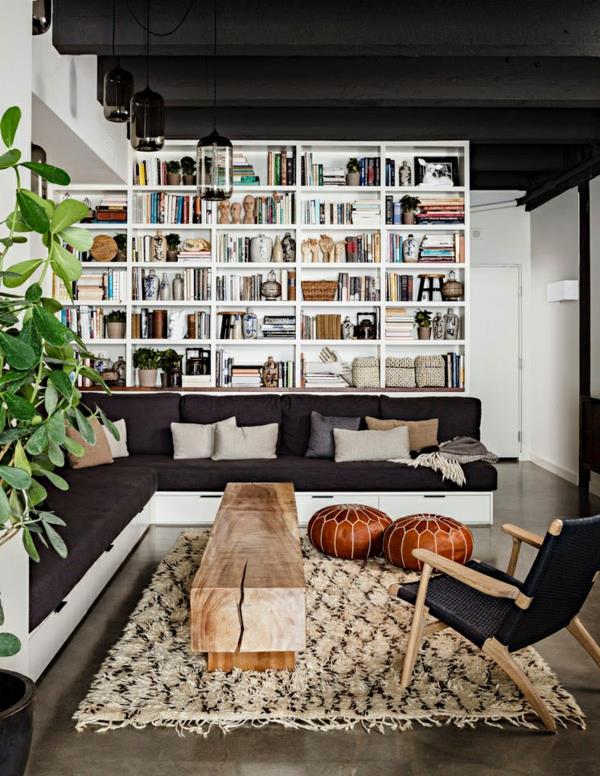 βιβλιοθήκες ξύλινη βιβλιοθήκη σπιτιού σαλόνι ξύλινα έπιπλα ρουστίκ στιλ