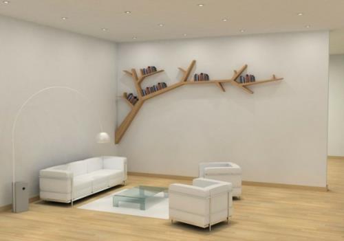 βιβλιοθήκες μινιμαλιστικό ράφι τοίχου σαν δέντρο