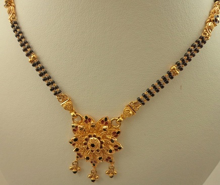 Meenakari Çiçek Antik Mangalsutra Tasarım