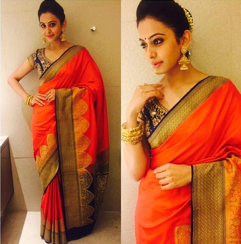 İpek Saree içinde Rakul Preet Singh